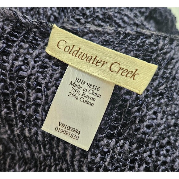 COLDWATER CREEK Knit Shawl Womens One Size Wrap Fringe Blue Poncho Boho Coverup - Picture 8 of 9